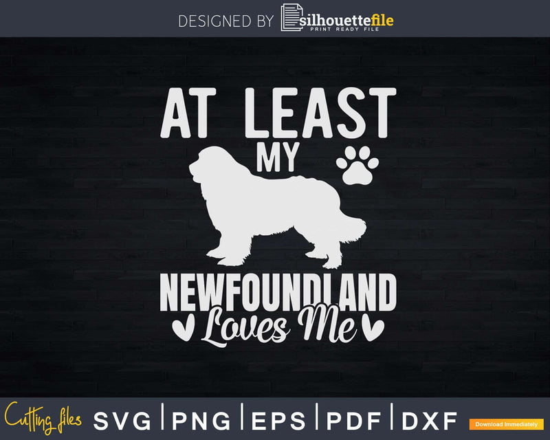 At Least My Newfoundland Loves Me Png Svg T-shirt Designs