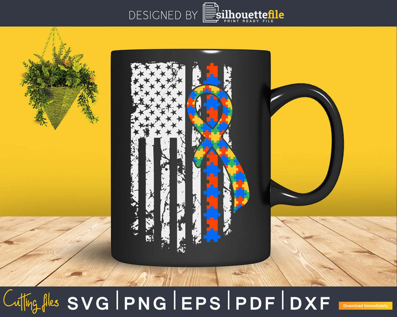 Autism American Flag Puzzle Awareness Svg Dxf Png Files