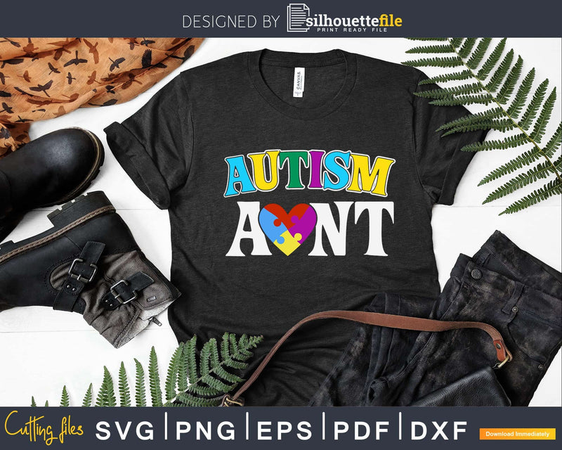 Autism Aunt Awareness Puzzle Pieces Colors Svg Dxf Png