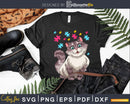 Autism Awareness Cat with color Puzzles Svg Dxf Png Cricut