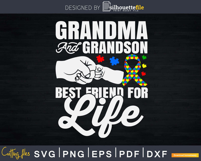 Autism Awareness Grandma Grandson Best Friends Svg Dxf Png