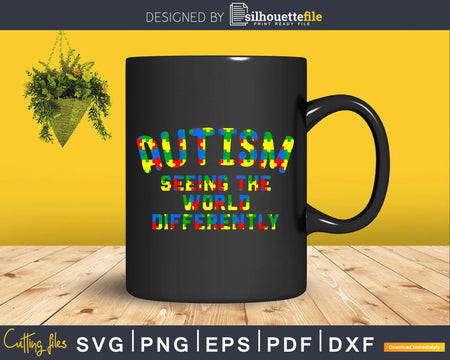 Autism Seeing World Differently Awareness Puzzle Piece Svg