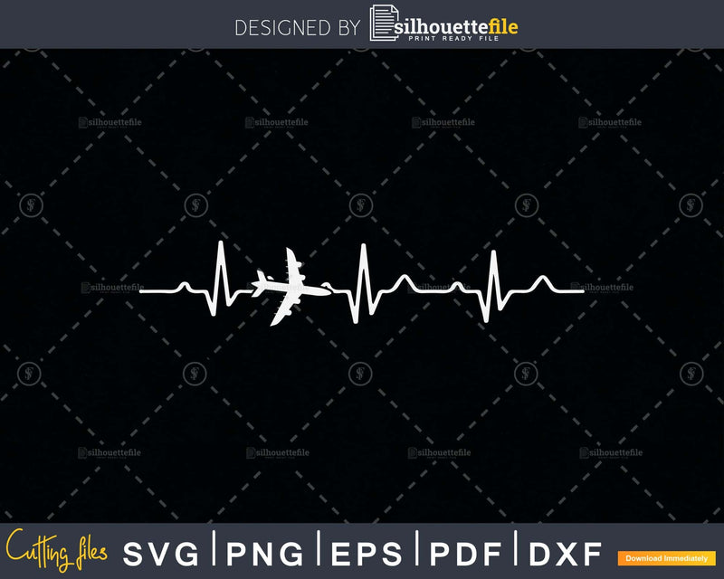 Awesome Pilot Heartbeat Flying svg design printable cut file