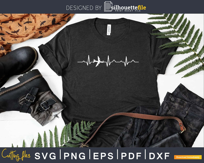 Awesome Pilot Heartbeat Flying svg design printable cut file