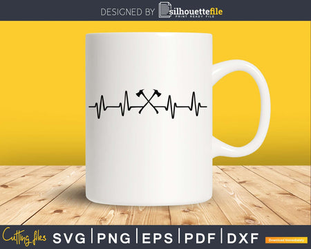 Axes Heartbeat Firefighter svg cricut cut Instant download