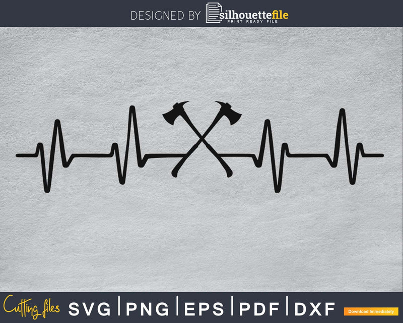 Axes Heartbeat Firefighter svg cricut cut Instant download