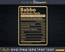 Babbo Nutrition Facts Father’s Day Gift Svg Dxf Premium