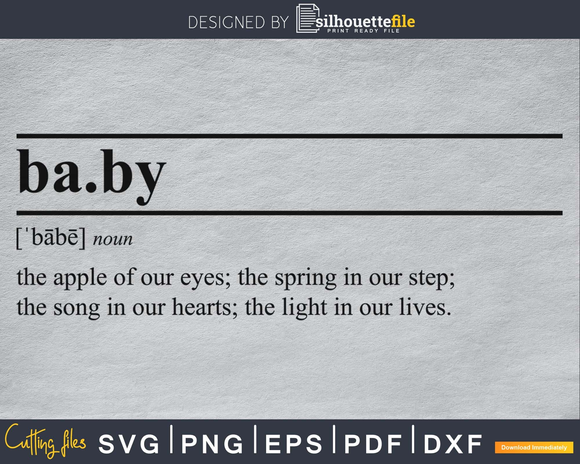 Baby definition svg printable file | Silhouettefile