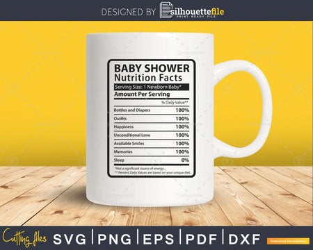 Baby Shower Newborn Nutrition Facts Labels Svg Cricut Cut