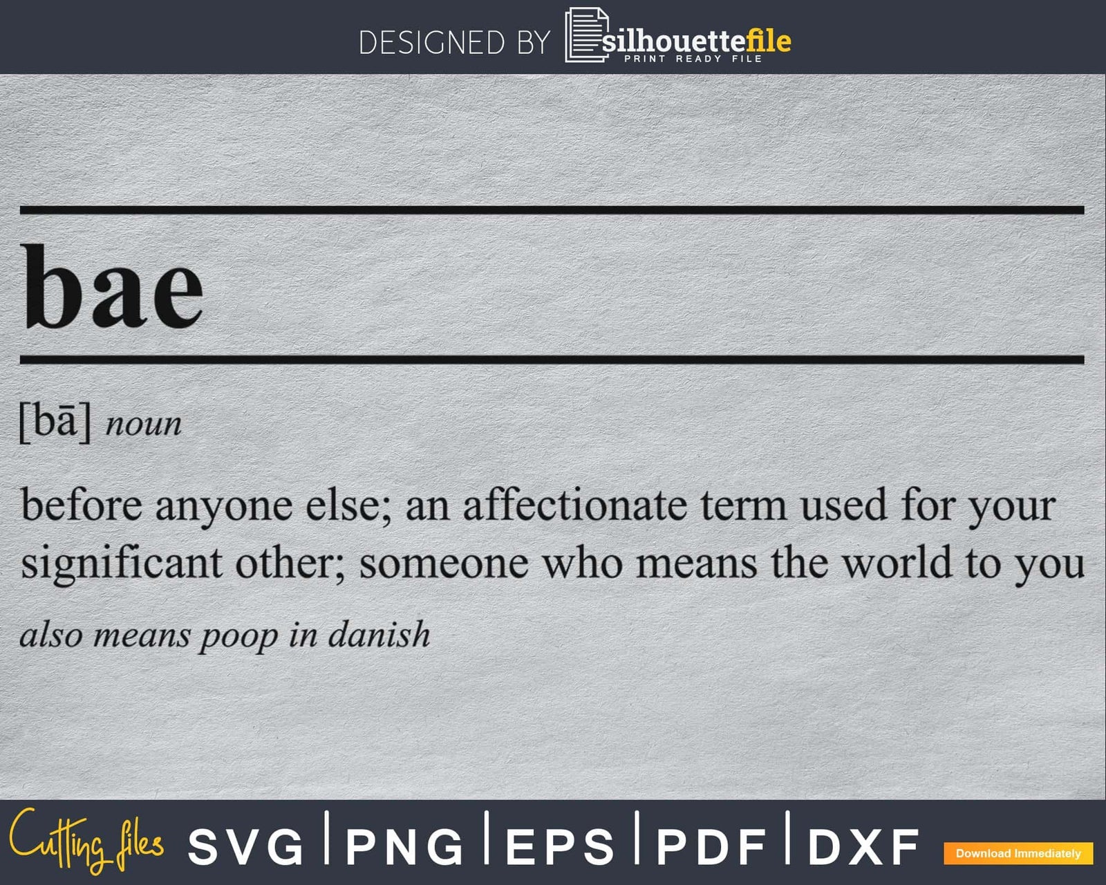 bae definition svg printable file Silhouettefile