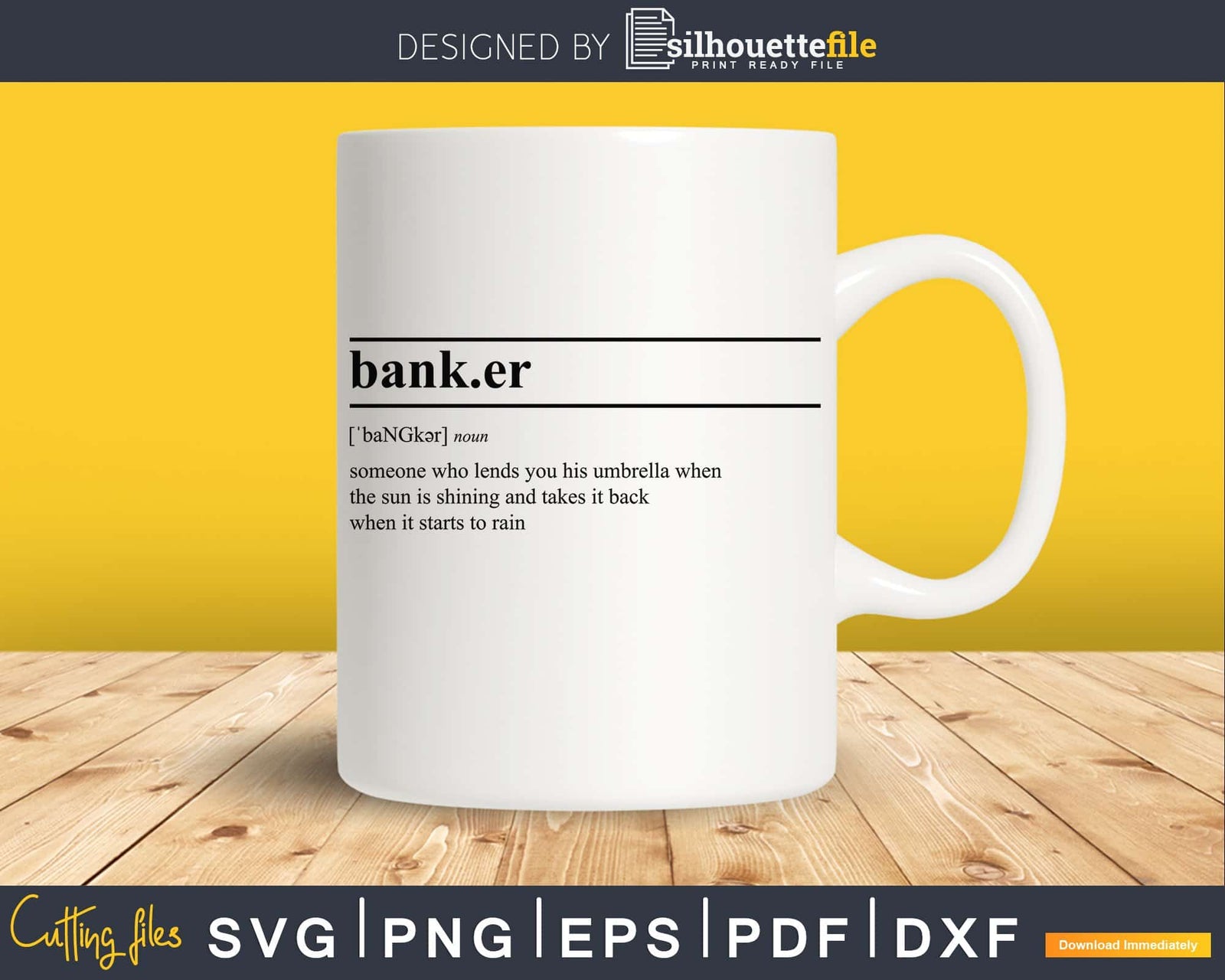 banker definition svg printable file | Silhouettefile