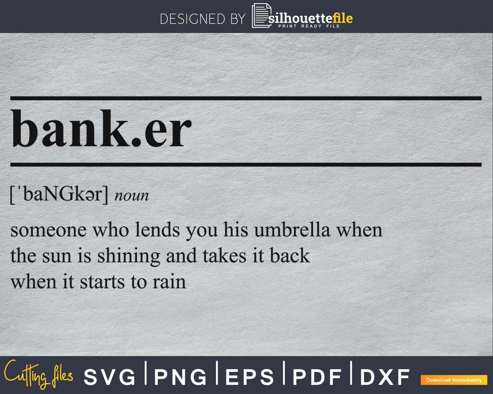 banker definition svg printable file | Silhouettefile