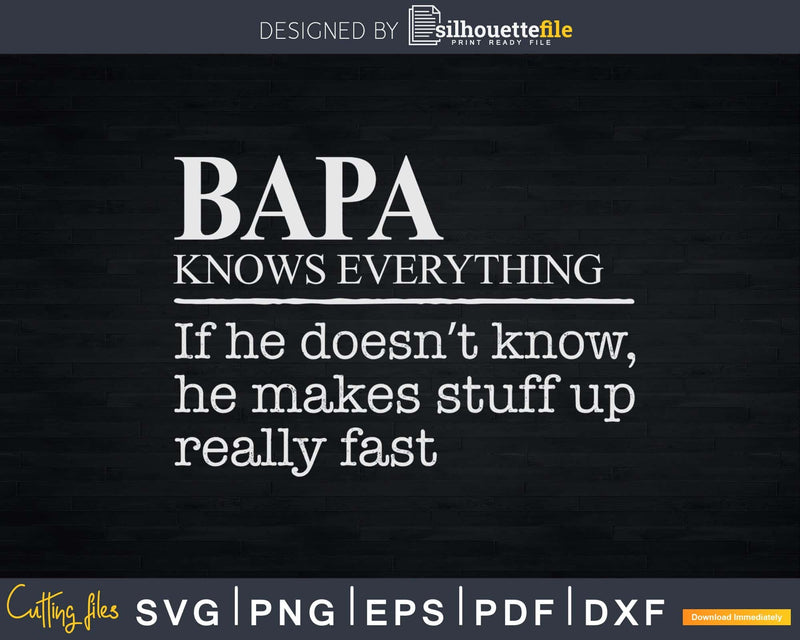 Bapa Knows Everything Funny Fathers Day Svg Dxf Eps Cricut