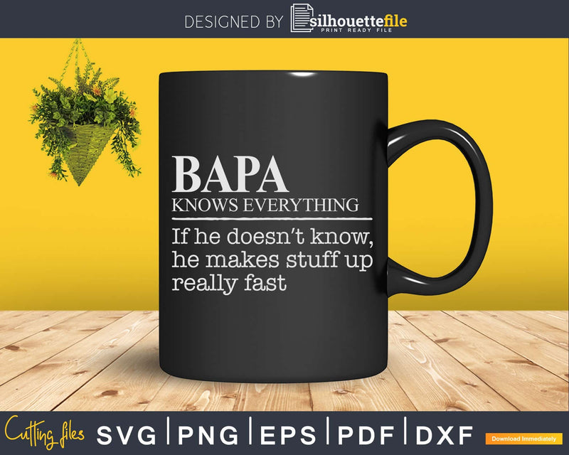 Bapa Knows Everything Funny Fathers Day Svg Dxf Eps Cricut
