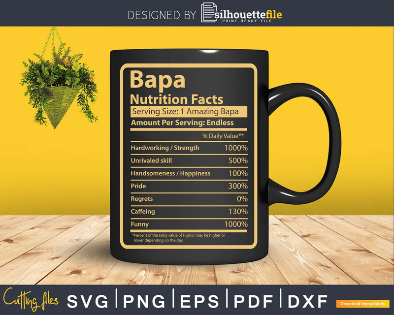 Bapa Nutrition Facts Father’s Day Gift Svg Dxf Premium