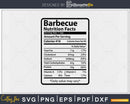 Barbecue Nutrition Facts Funny Thanksgiving Christmas Svg