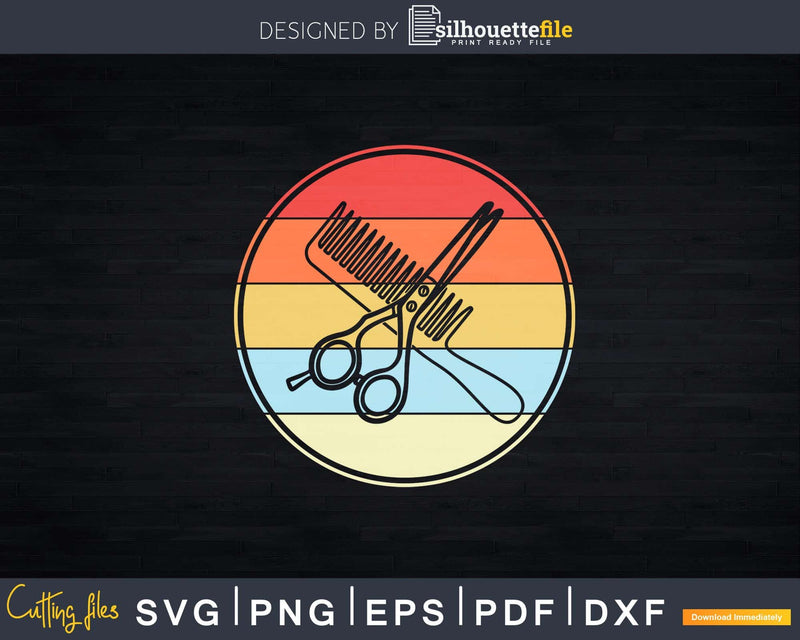 Barber Hairdresser Vintage Retro Scissors Svg Png Dxf Files