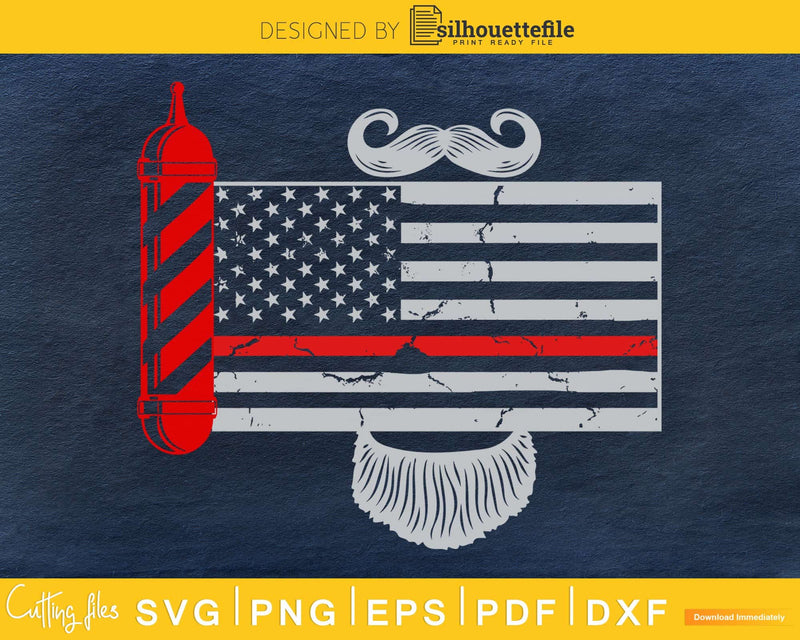 Barbershop 4th of July Patriotic USA flag svg craft cut
