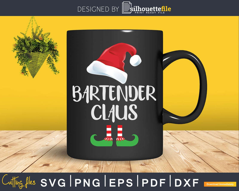 Bartender Claus Funny Santa Hat Merry Christmas Svg Png Dxf