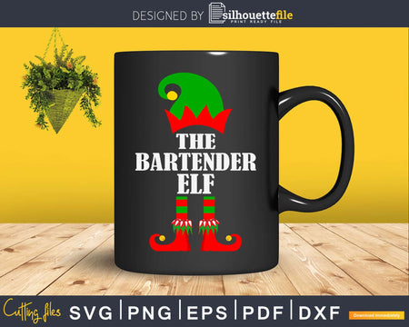 Bartender Elf Matching Family Group Christmas Png Dxf Svg