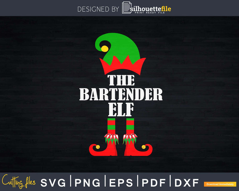 Bartender Elf Matching Family Group Christmas Png Dxf Svg