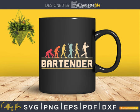 Bartender Human Evolution Funny Retro Svg Png Dxf Cricut