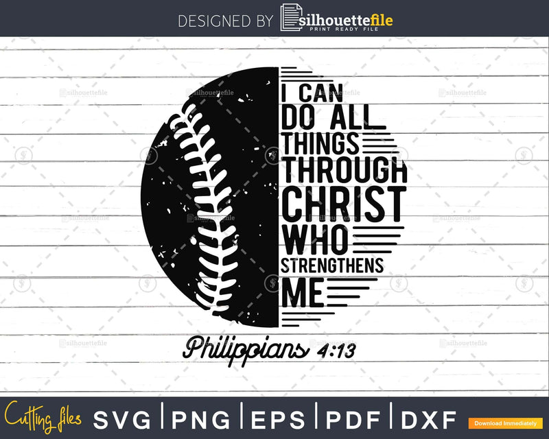 Baseball Christian Philippians 4:13 svg png dxf cutting