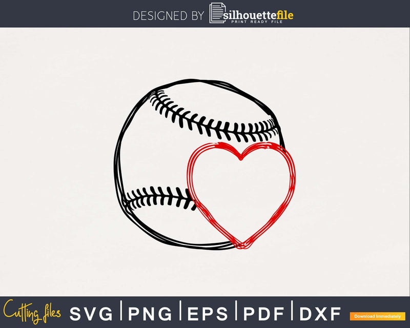 Baseball Fastpitch Heart Mom svg png dxf digital cutting