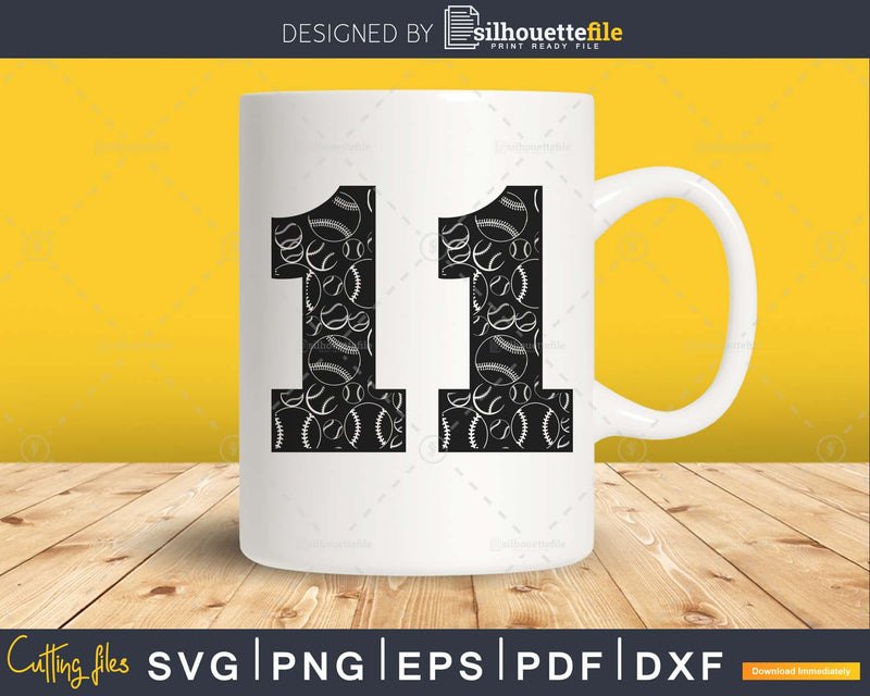 Baseball jersey numbers 11 svg PNG dxf eps cutting file