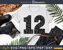 Baseball jersey numbers 12 svg PNG dxf eps cut printable