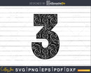Baseball jersey numbers 3 svg PNG dxf eps cutting file