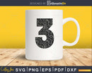 Baseball jersey numbers 3 svg PNG dxf eps cutting file