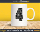 Baseball jersey numbers 4 svg PNG dxf eps cut file
