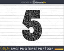 Baseball jersey numbers 5 svg PNG dxf eps cutting craft file