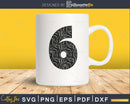 Baseball jersey numbers 6 svg PNG dxf eps cut craft file