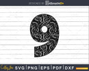 Baseball jersey numbers 9 svg PNG dxf eps cutting file