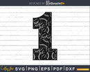 Baseball jersey numbers One svg PNG dxf cut craft file