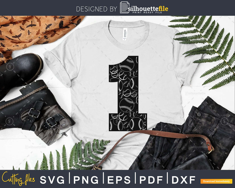 Baseball jersey numbers One svg PNG dxf cut craft file for