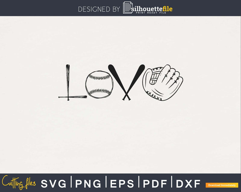 Baseball Love svg silhouette design print ready files