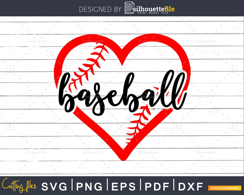 Baseball Seams Heart Svg craft cricut cut files