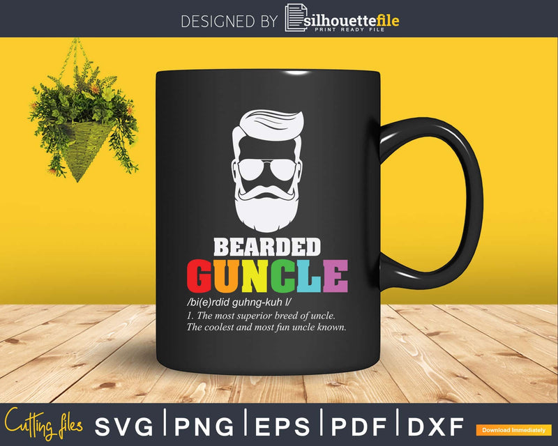 Bearded Guncle Definition Svg Gay Uncle LGBT Pride Family