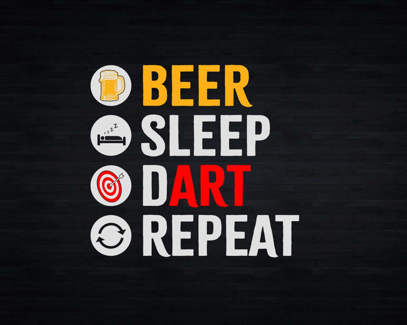 Beer Sleep Dart Repeat Game Saying Svg Png Cricut Files