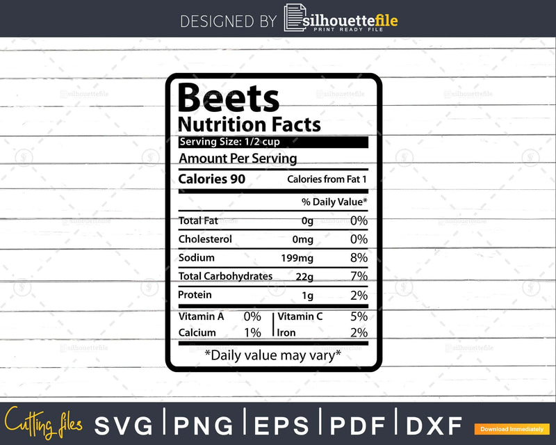 Beets Nutrition Facts Funny Thanksgiving Christmas Svg Dxf