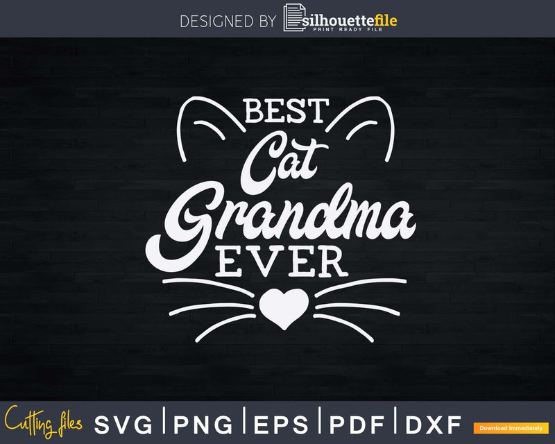 Best Cat Grandma Ever Funny Cats Lady Family Gift Svg Png