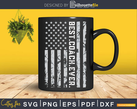 Best Coach Ever Vintage American Flag svg png dxf digital