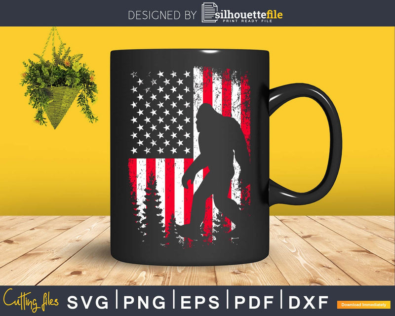 Bigfoot 4th of July American USA Flag Patriotic SVG PNG dxf