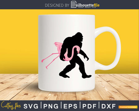 Bigfoot and Lawn Flamingo Sasquatch Funny SVG PNG dxf