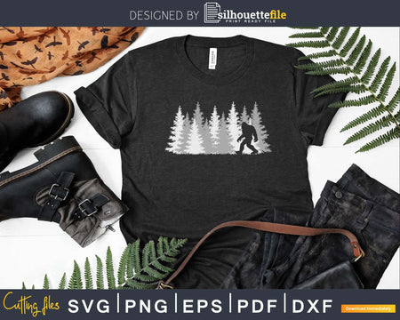 Bigfoot in the Forest Sasquatch Yeti SVG PNG dxf Silhouette
