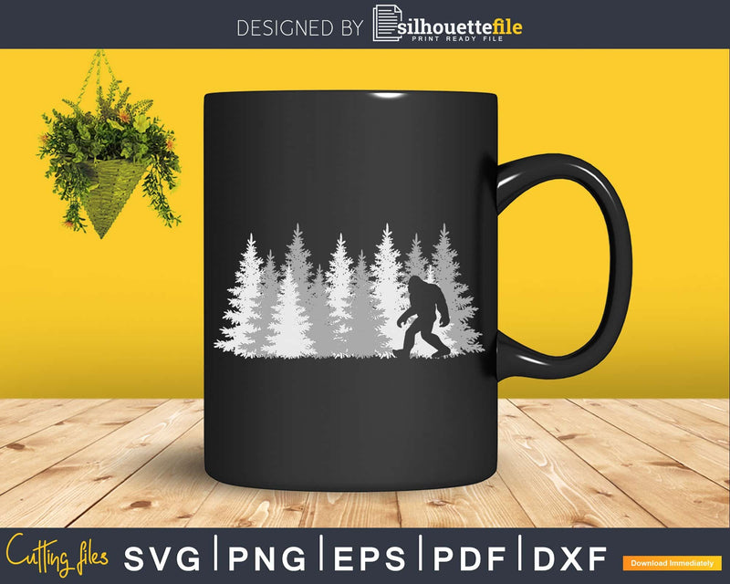 Bigfoot in the Forest Sasquatch Yeti SVG PNG dxf Silhouette