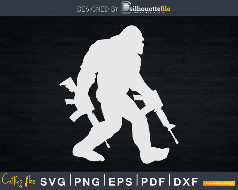 Bigfoot With Rifle Sasquatch 2nd Amendment Gun SVG PNG dxf